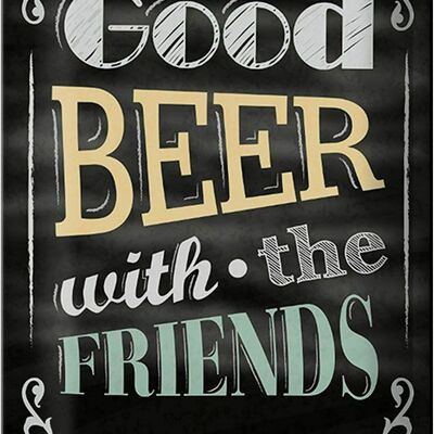 Plaque en étain disant 20x30cm "Bonne bière avec les amis"