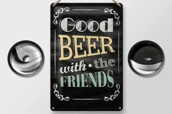 Plaque en étain disant 20x30cm "Bonne bière avec les amis" 2