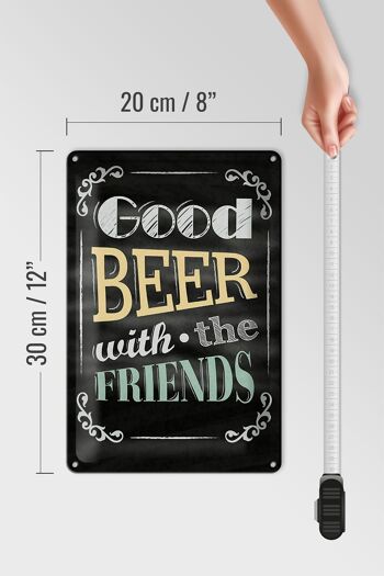 Plaque en étain disant 20x30cm "Bonne bière avec les amis" 4