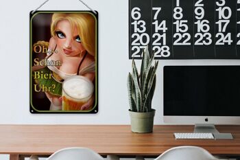 Plaque en étain disant 20x30cm Pinup Oh déjà l'heure de la bière ? 3