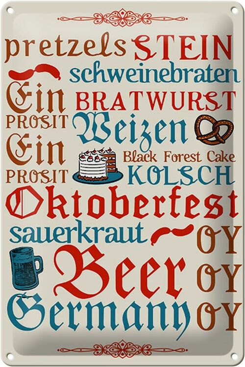 Blechschild Spruch 20x30cm Oktoberfest Beer Wurst Germany