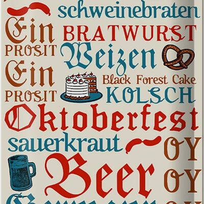 Panneau en étain indiquant 20x30cm Oktoberfest Beer Wurst Allemagne