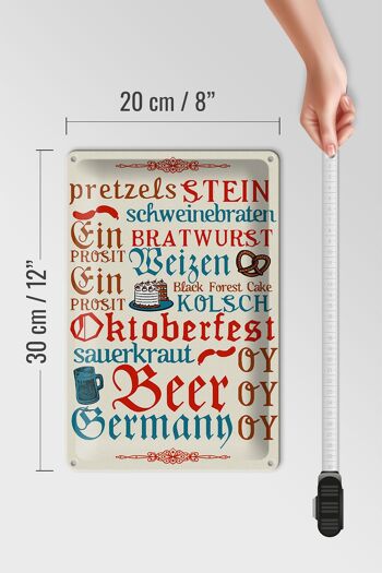 Panneau en étain indiquant 20x30cm Oktoberfest Beer Wurst Allemagne 4