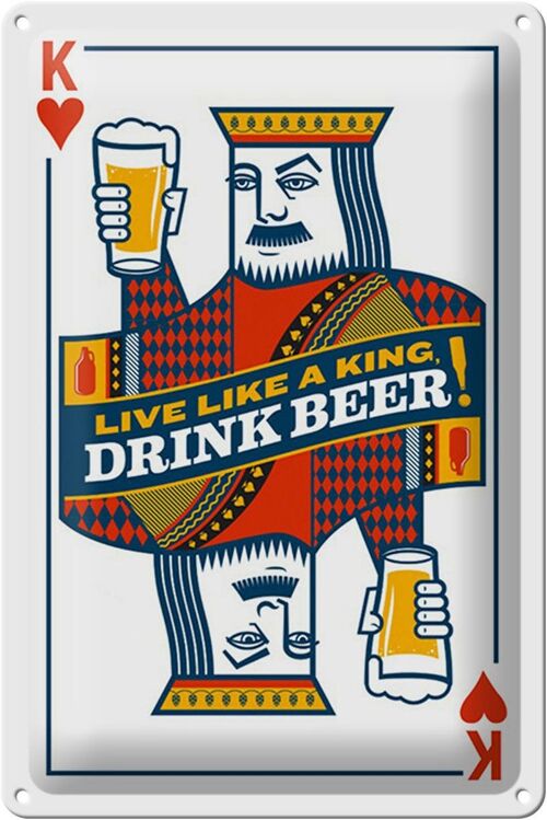 Blechschild Spielkarte 20x30cm Bier König drink Beer King