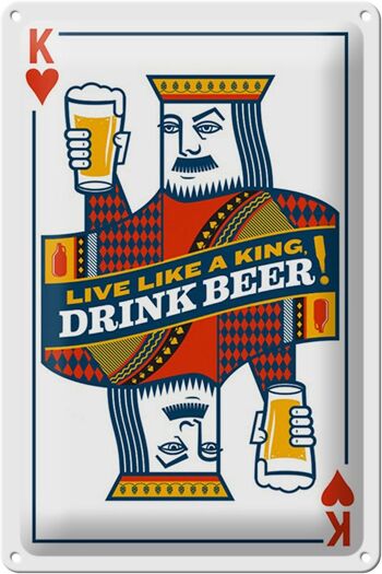 Panneau en étain carte à jouer 20x30cm Beer King boisson Beer King 1