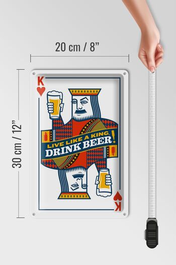 Panneau en étain carte à jouer 20x30cm Beer King boisson Beer King 4