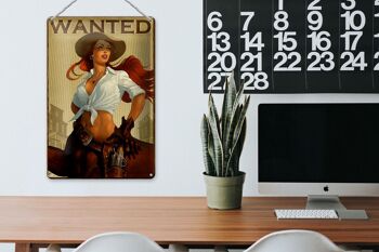 Plaque en tôle Pinup 20x30cm wanted Cowgirl décoration murale 3