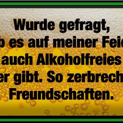 Blechschild Spruch 30x20cm alkoholfreies Bier zerbricht