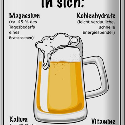 Blechschild Spruch 20x30cm Bier Magnesium Kalium Vitamine