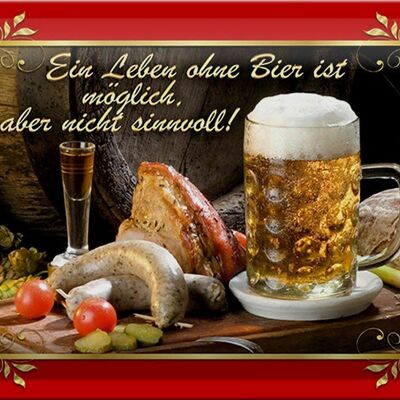 Blechschild Spruch 30x20cm Leben ohne Bier ist sinnlos