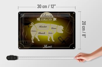 Plaque en tôle viande 30x20cm cochon menu exclusif 4