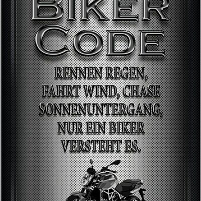 Blechschild Motorrad 20x30cm Biker Code rennen Regen Wind