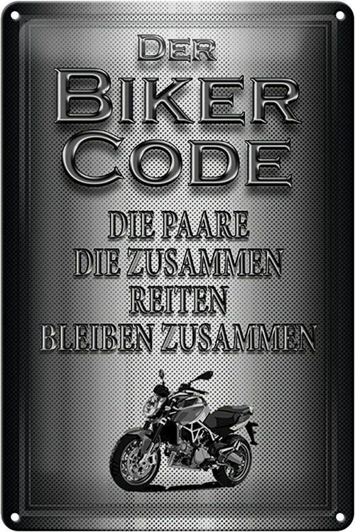 Blechschild Motorrad 20x30cm Biker Code Paare zusammen