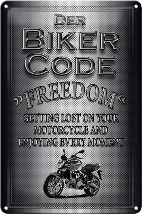 Blechschild Motorrad 20x30cm Biker Code Freedom getting