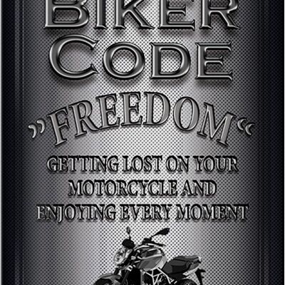 Targa in metallo Moto 20x30 cm Biker Codice Freedom getting