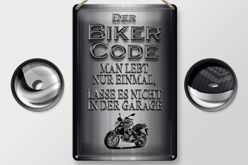 Plaque en tôle moto 20x30cm Biker Code on ne vit qu'une fois 2