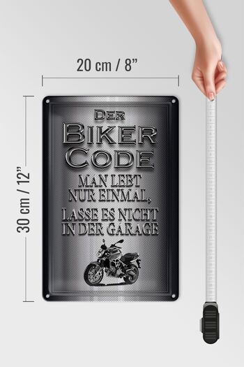 Plaque en tôle moto 20x30cm Biker Code on ne vit qu'une fois 4