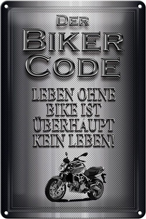 Blechschild Motorrad 20x30cm Biker Code leben ohne kein Leben