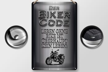 Plaque en tôle moto 20x30cm Biker Code live sans aucune vie 2