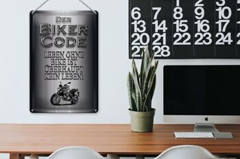 Plaque en tôle moto 20x30cm Biker Code live sans aucune vie 3
