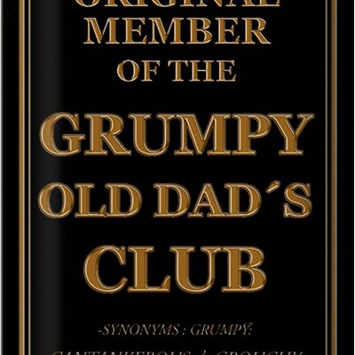 Targa in latta con scritta 20x30 cm Original Grumpy old Dad's Club