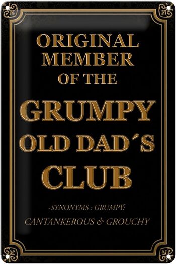Panneau en étain disant 20x30cm Original Grumpy Old Dad's Club 1