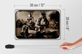 Plaque en étain moto 30x20cm, vélo fille femme motard Pinup 4