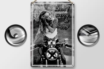 Plaque en étain pour moto, 20x30cm, Bike Girl, ne vous inquiétez pas, heureuse 2