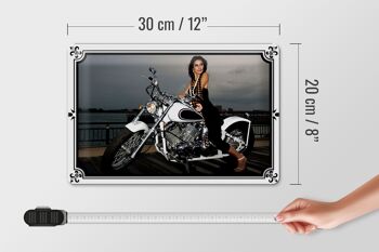 Signe en étain moto 30x20cm, vélo fille pin-up femme 4