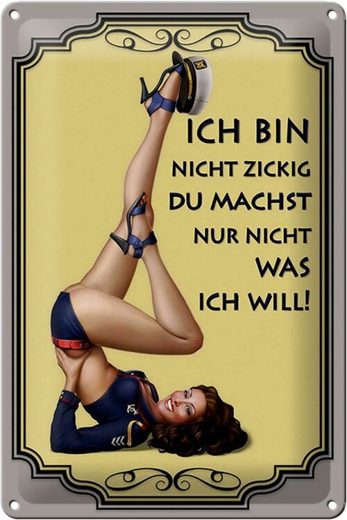 Blechschild Spruch 20x30cm Frau ich bin nicht zickig