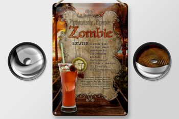 Plaque en tôle recette 20x30cm ingrédients zombie rhum grenadine 2