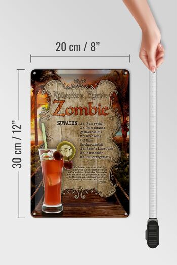 Plaque en tôle recette 20x30cm ingrédients zombie rhum grenadine 4