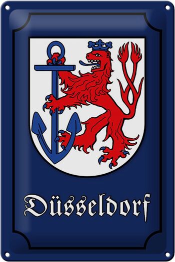 Plaque en tôle armoiries 20x30cm Armoiries de la ville de Düsseldorf 1