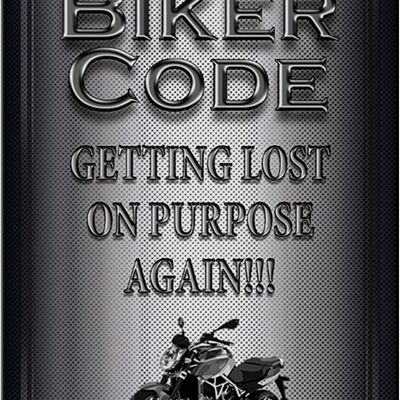 Targa in metallo Motocicletta 20x30 cm Codice motociclista perdersi