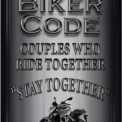 Cartel de chapa moto 20x30cm Biker Code Stay Ride Together