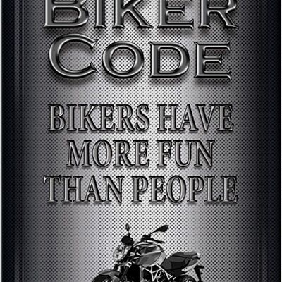 Cartel de chapa Moto 20x30cm Código motero gente más divertida