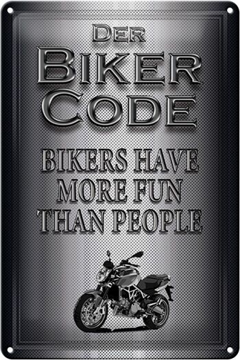 Plaque en métal pour moto, 20x30cm, Biker Code, plus de gens amusants 1