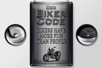 Plaque en métal pour moto, 20x30cm, Biker Code, plus de gens amusants 2