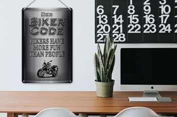 Plaque en métal pour moto, 20x30cm, Biker Code, plus de gens amusants 3