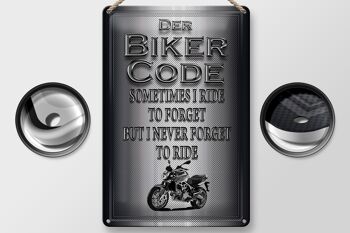 Plaque en tôle moto 20x30cm Biker Code Never Forget Ride 2