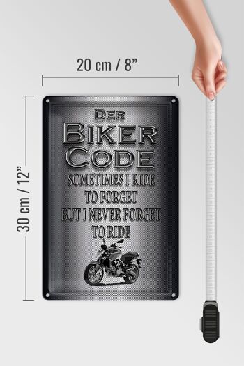Plaque en tôle moto 20x30cm Biker Code Never Forget Ride 4