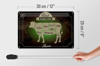 Plaque métal viande 30x20cm coupes boeuf menu exclusif 4