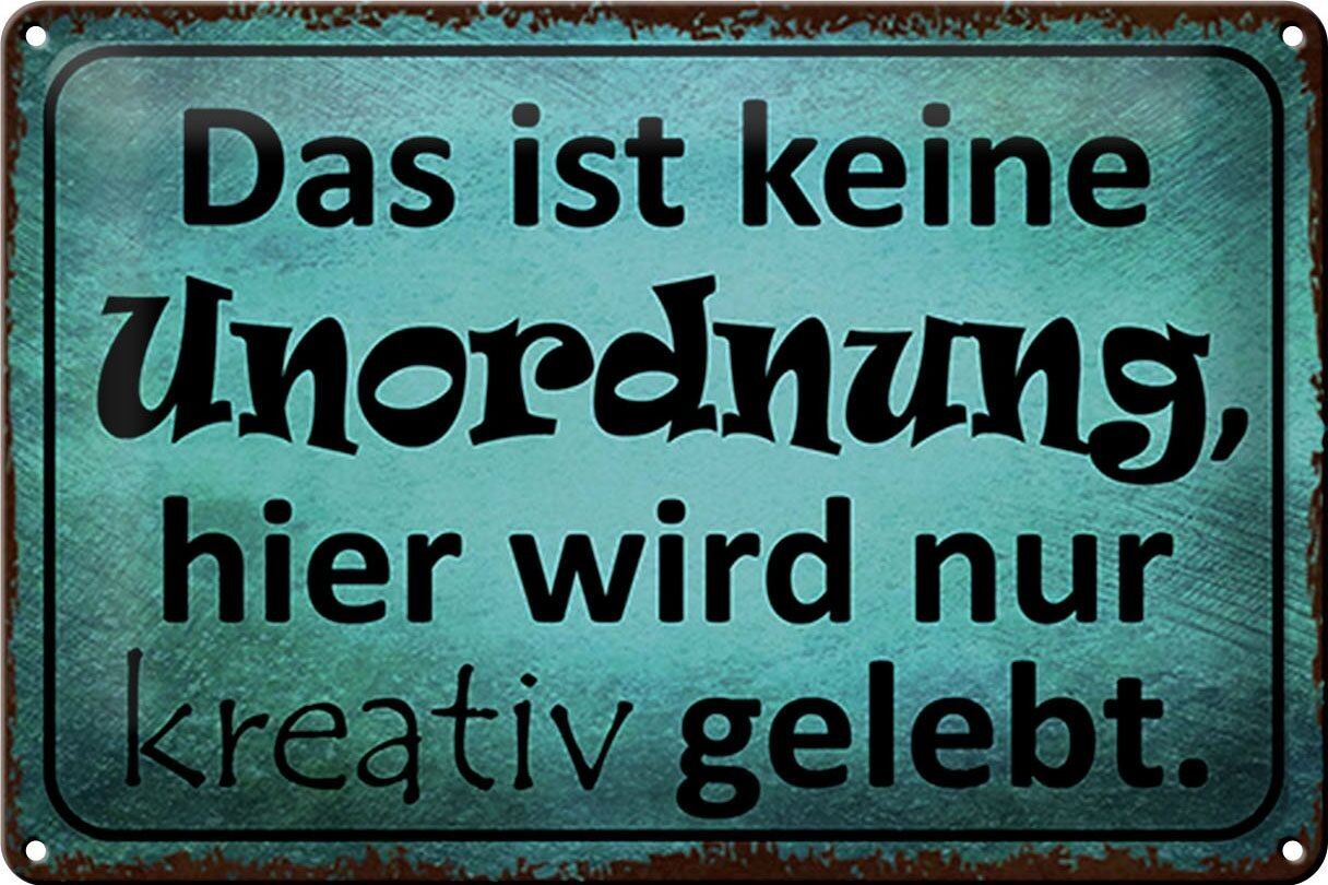 Targa in metallo con scritta 30x20 cm che qui non c'è disordine
