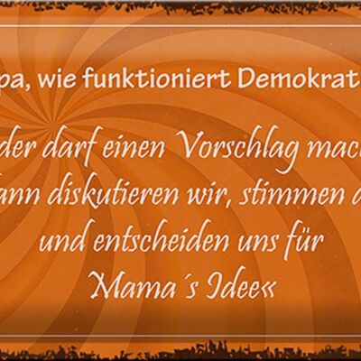 Blechschild Spruch 30x20cm Papa funktioniert Demokratie