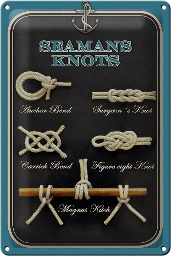 Panneau en étain disant 20x30cm Seamans Knots Sailor Knots 1