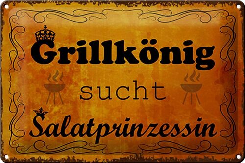 Blechschild Spruch 30x20cm Grillkönig Salatprinzessin