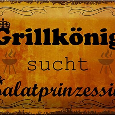 Targa in metallo con scritta 30x20 cm Grillkönig Salad Princess