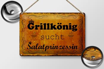 Plaque en tôle indiquant 30x20cm Grillkönig Salad Princess 2