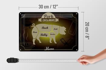 Plaque métal viande 30x20cm coupes porc menu exclusif 4