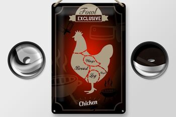 Plaque en tôle viande 20x30cm Poule exclusive poulet 2